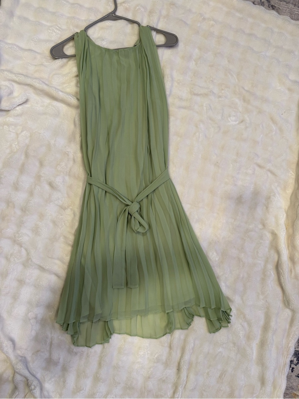 Glamour Light Sage Green Satin-Trim Dress